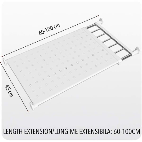 Raft telescopic pentru dulap, Quasar & Co.®, cu 2 niveluri, extensibil, 60-100 x 45 cm, ABS/otel inoxidabil, alb - imagine 10