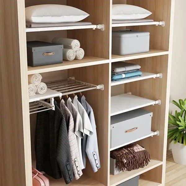 Raft telescopic pentru dulap, Quasar & Co.®, cu 2 niveluri, extensibil, 60-100 x 45 cm, ABS/otel inoxidabil, alb - imagine 7