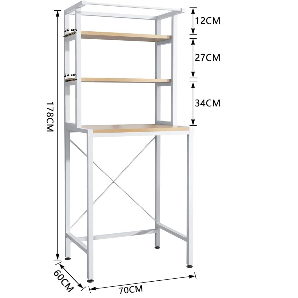 Raft depozitare universal, Quasar & Co.®, cu 3 polite, peste masina de spalat, lemn/metal, 65 x 60 x 182 cm, alb 8 Raft depozitare universal, Quasar & Co.®, cu 3 polite, peste masina de spalat, lemn/metal, 65 x 60 x 182 cm, alb 8