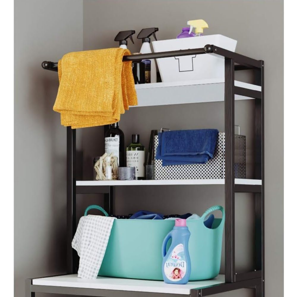 Raft depozitare universal, Quasar & Co.®, cu 3 polite, peste masina de spalat, lemn/metal, 65 x 60 x 182 cm, negru 5 Raft depozitare universal, Quasar & Co.®, cu 3 polite, peste masina de spalat, lemn/metal, 65 x 60 x 182 cm, negru 5