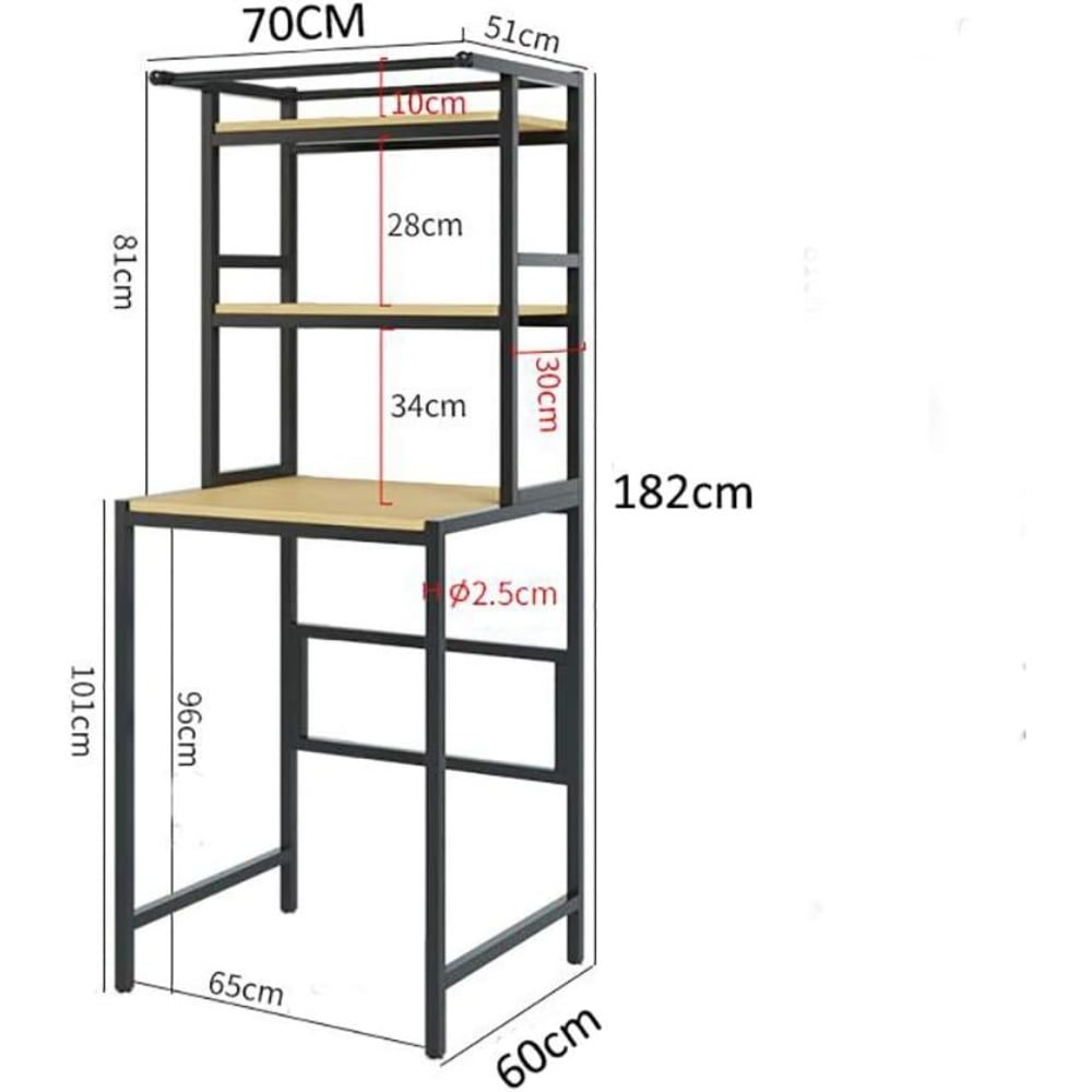 Raft depozitare universal, Quasar & Co.®, cu 3 polite, peste masina de spalat, lemn/metal, 65 x 60 x 182 cm, negru 8 Raft depozitare universal, Quasar & Co.®, cu 3 polite, peste masina de spalat, lemn/metal, 65 x 60 x 182 cm, negru 8