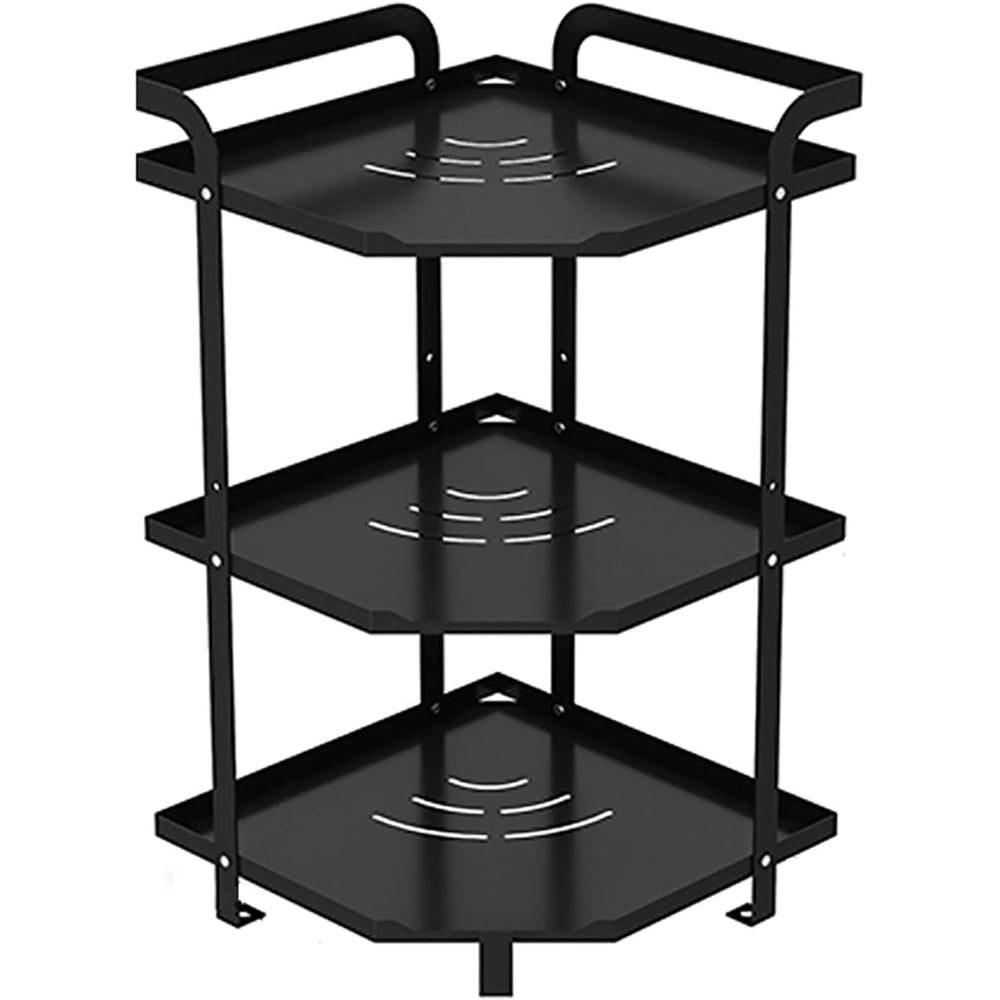 Raft depozitare universal, Quasar & Co.®, pentru colt, etajera cu 3 polite, metal, 30 x 30 x 53 cm, negru 2