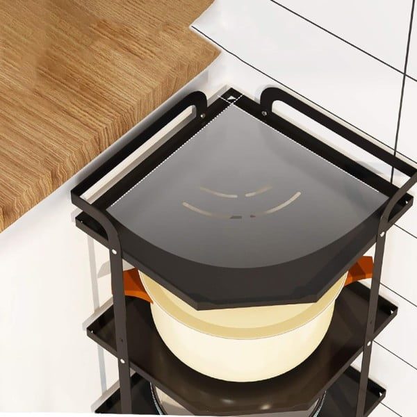 Raft depozitare universal, Quasar & Co.®, pentru colt, etajera cu 3 polite, metal, 30 x 30 x 53 cm, negru - imagine 5