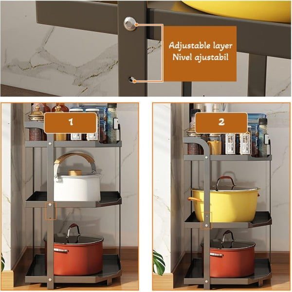 Raft depozitare universal, Quasar & Co.®, pentru colt, etajera cu 3 polite, metal, 30 x 30 x 53 cm, negru - imagine 7