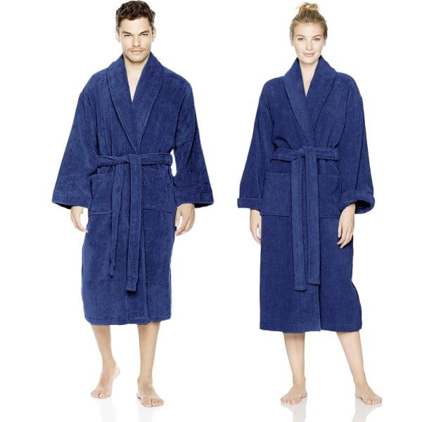 Halat de baie Quasar & Co.®, 550 g/mp, hotel quality, unisex, 100% bumbac, L/XL, albastru royal - imagine 3
