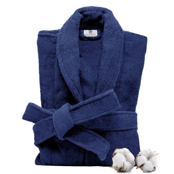 Halat de baie Quasar & Co.®, 550 g/mp, hotel quality, unisex, 100% bumbac, L/XL, albastru royal - imagine 4