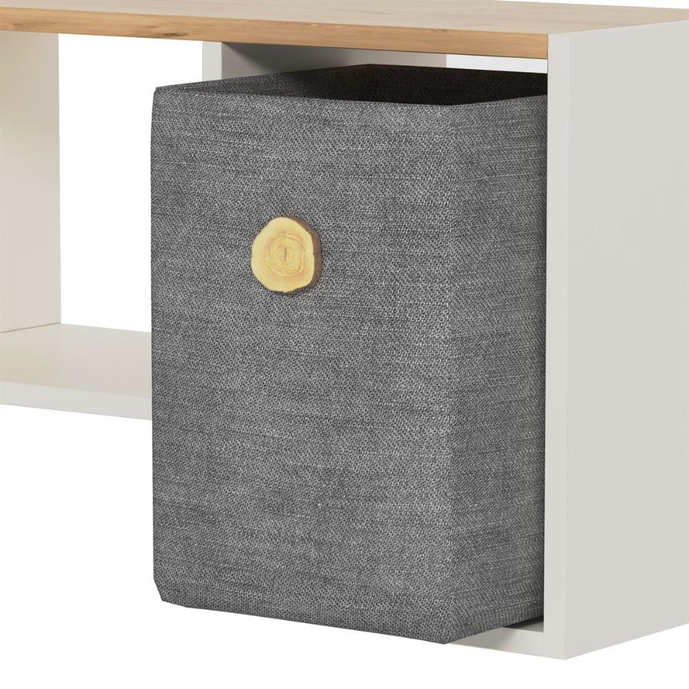 Comoda TV, Quasar & Co.®, mobilier living, 121 x 29.5 x 45 cm, MDF, alb/pin 8