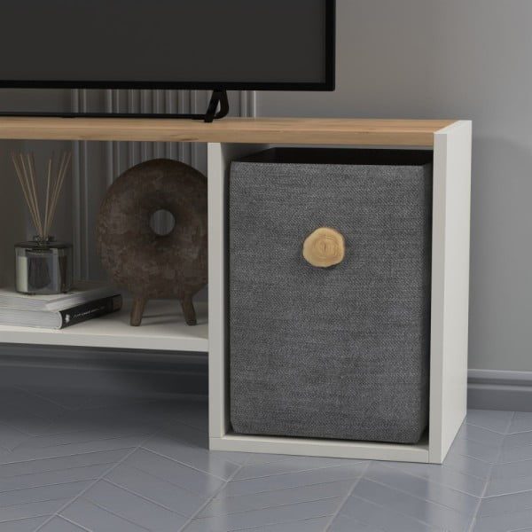 Comoda TV, Quasar & Co.®, mobilier living, 121 x 29.5 x 45 cm, MDF, alb/pin - imagine 7