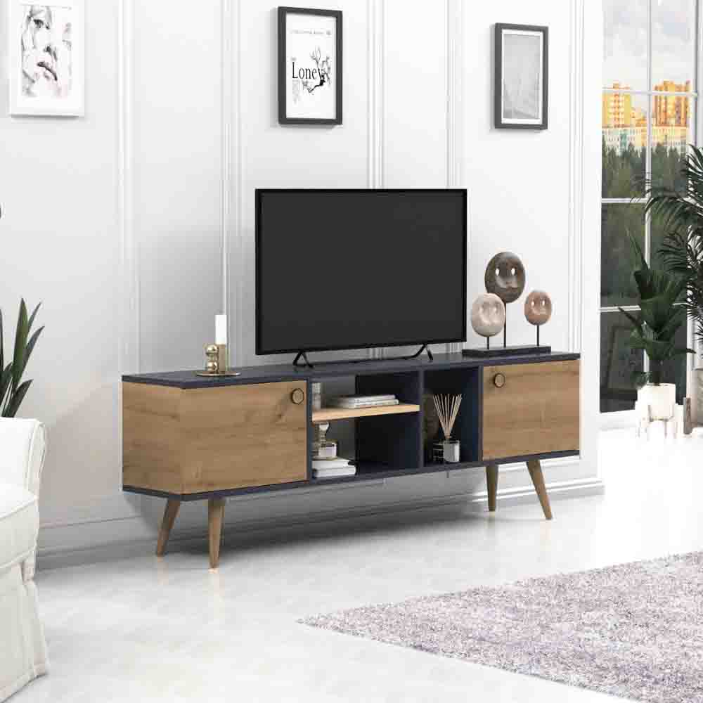Comoda TV, Quasar & Co.®, mobilier living, 160 x 29.5 x 50 cm, MDF, gri/pin 4 Comoda TV, Quasar & Co.®, mobilier living, 160 x 29.5 x 50 cm, MDF, gri/pin 4