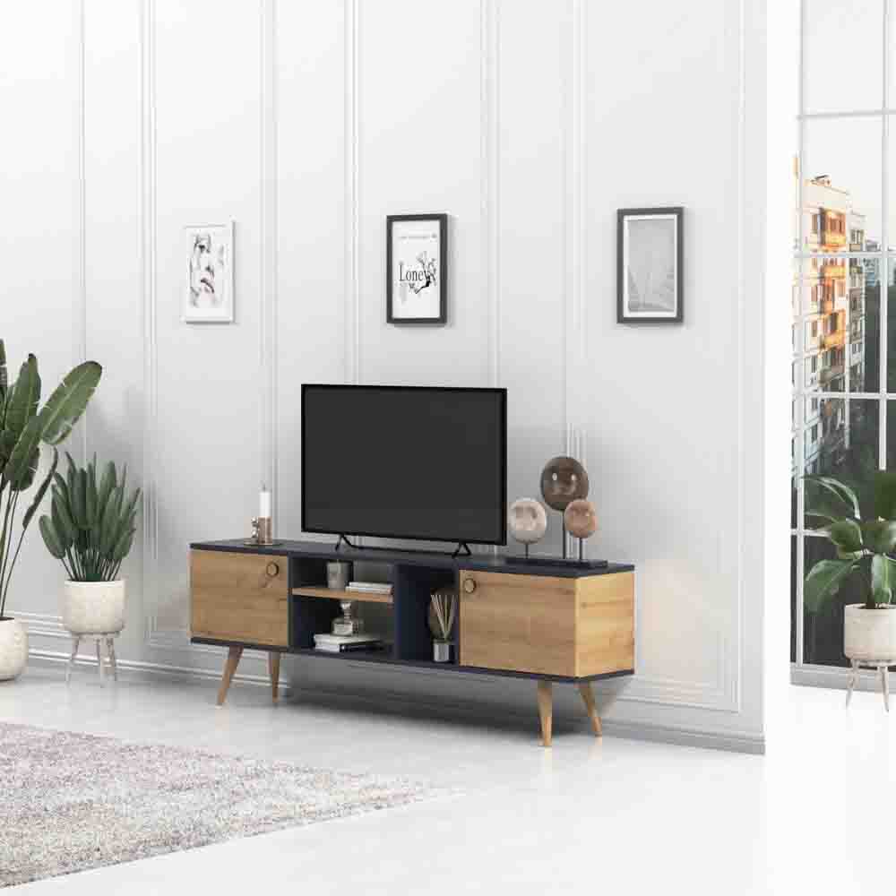 Comoda TV, Quasar & Co.®, mobilier living, 160 x 29.5 x 50 cm, MDF, gri/pin 5 Comoda TV, Quasar & Co.®, mobilier living, 160 x 29.5 x 50 cm, MDF, gri/pin 5