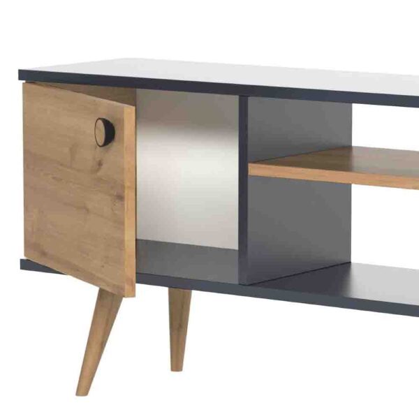 Comoda TV, Quasar & Co.®, mobilier living, 160 x 29.5 x 50 cm, MDF, gri/pin - imagine 8