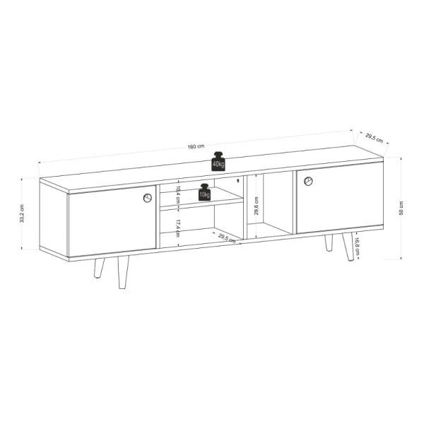 Comoda TV, Quasar & Co.®, mobilier living, 160 x 29.5 x 50 cm, MDF, gri/pin - imagine 9