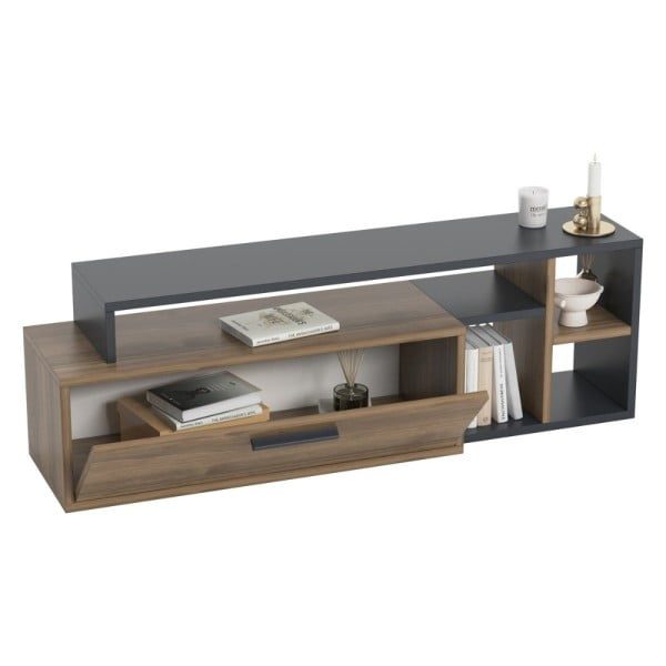 Comoda TV, Quasar & Co.®, mobilier living, 120 x 29 x 38 cm, MDF, maslin/negru - imagine 3