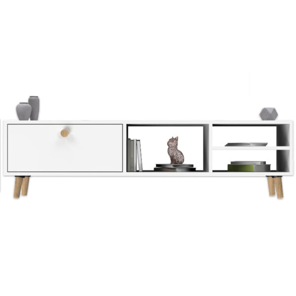 Comoda TV, Quasar & Co.®, mobilier living, 150 x 29.5 x 40.6 cm, MDF, alb Comode 2024-04-30 2