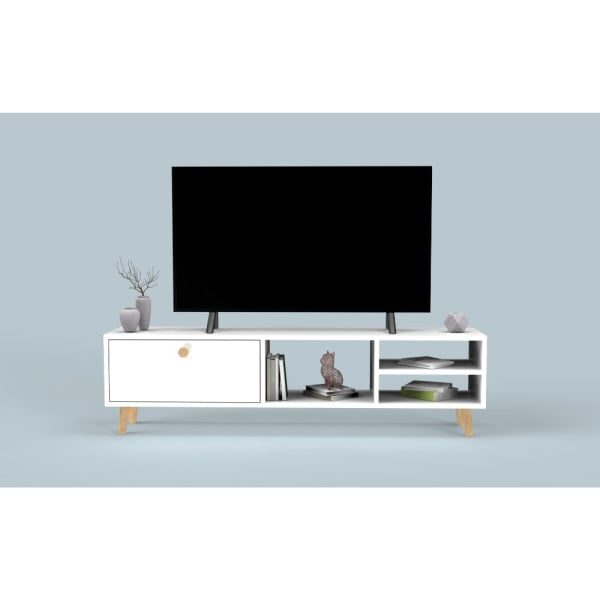 Comoda TV, Quasar & Co.®, mobilier living, 150 x 29.5 x 40.6 cm, MDF, alb - imagine 4
