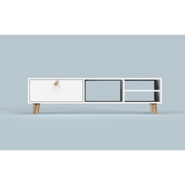 Comoda TV, Quasar & Co.®, mobilier living, 150 x 29.5 x 40.6 cm, MDF, alb - imagine 5