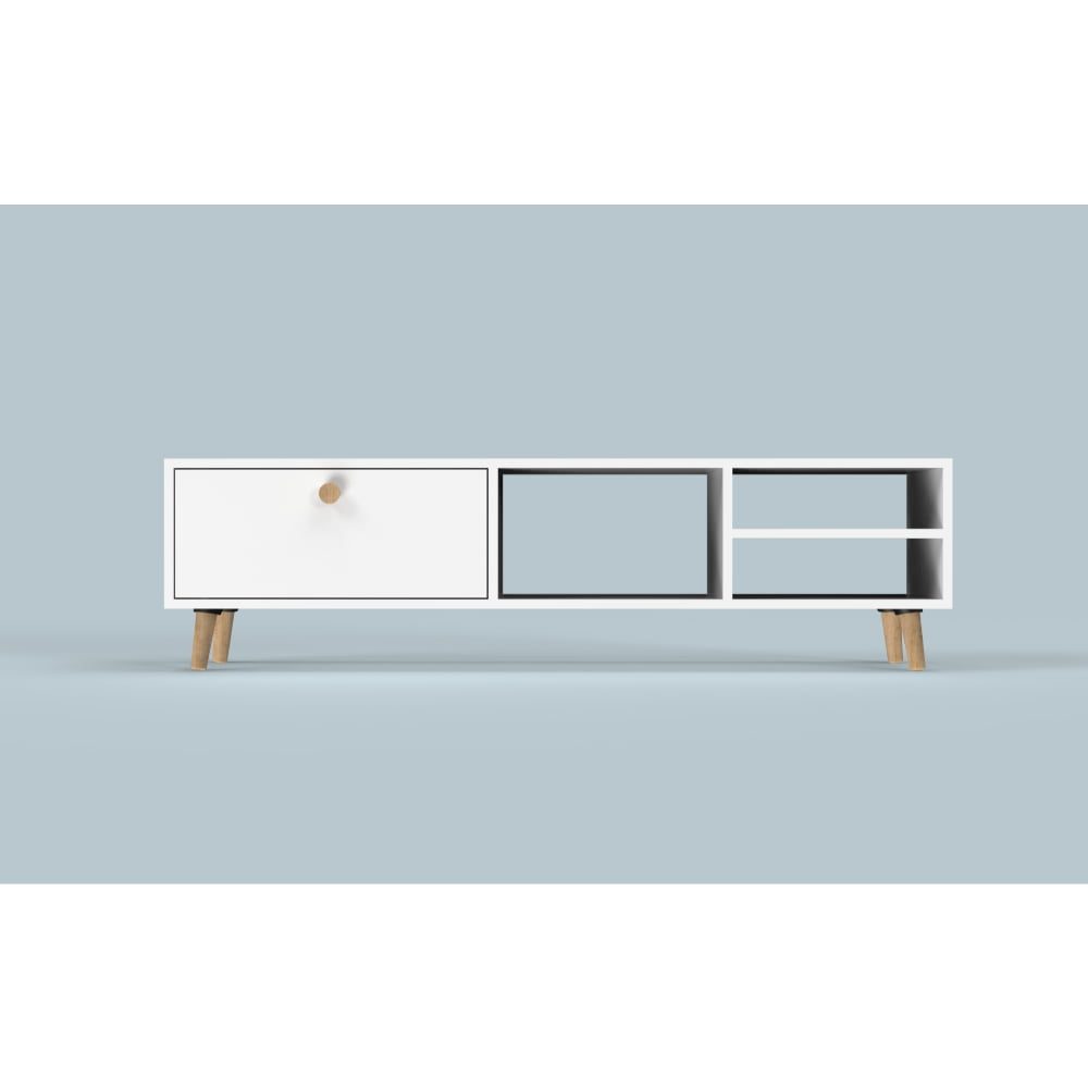 Comoda TV, Quasar & Co.®, mobilier living, 150 x 29.5 x 40.6 cm, MDF, alb 5