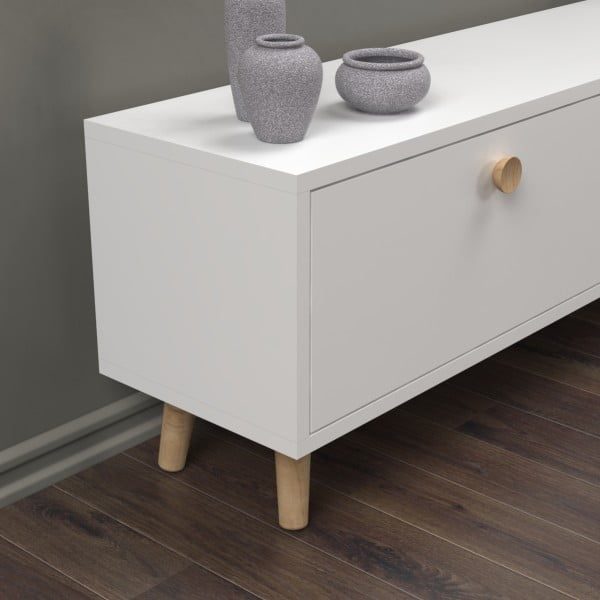 Comoda TV, Quasar & Co.®, mobilier living, 150 x 29.5 x 40.6 cm, MDF, alb - imagine 9