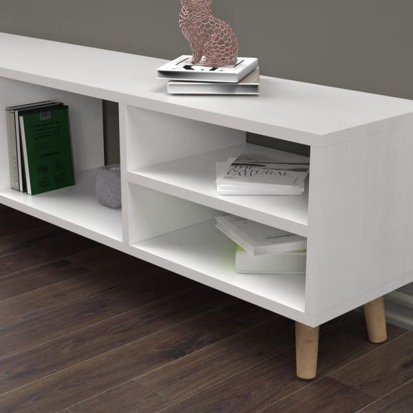 Comoda TV, Quasar & Co.®, mobilier living, 150 x 29.5 x 40.6 cm, MDF, alb - imagine 10