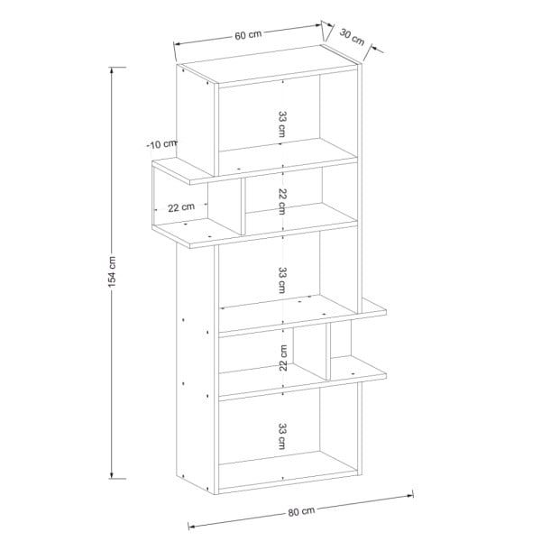 Biblioteca, Quasar & Co.®, mobilier living, 80 x 30 x 154 cm, MDF, alb/stejar natural - imagine 6