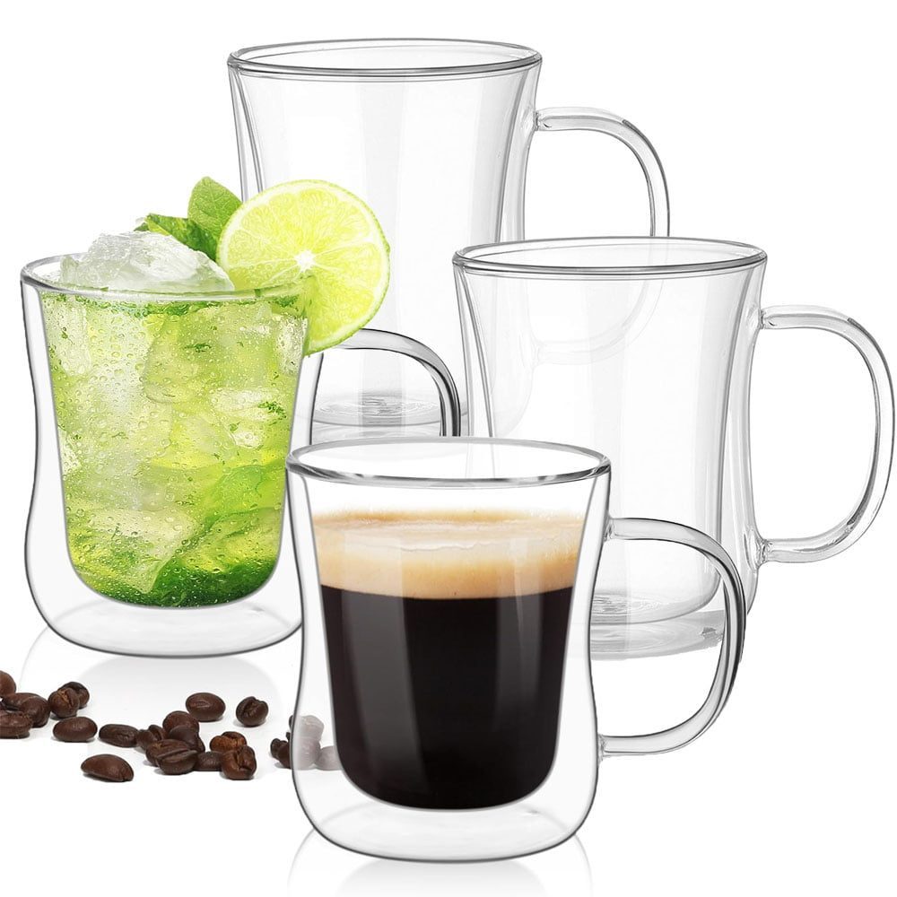 43029037-2 Set 4 cesti cu pereti dubli, Quasar & Co.®, 220 ml, sticla borosilicata, transparent