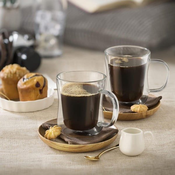 Set 4 cesti cu pereti dubli, Quasar & Co.®, 220 ml, sticla borosilicata, transparent - imagine 4