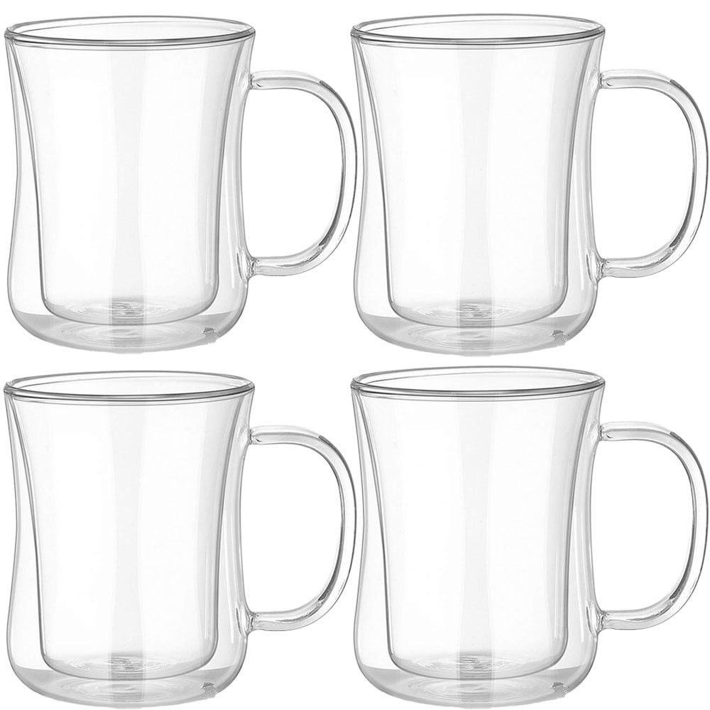 Set 4 cani cu pereti dubli, Quasar & Co.®, 380 ml, sticla borosilicata, transparent 2