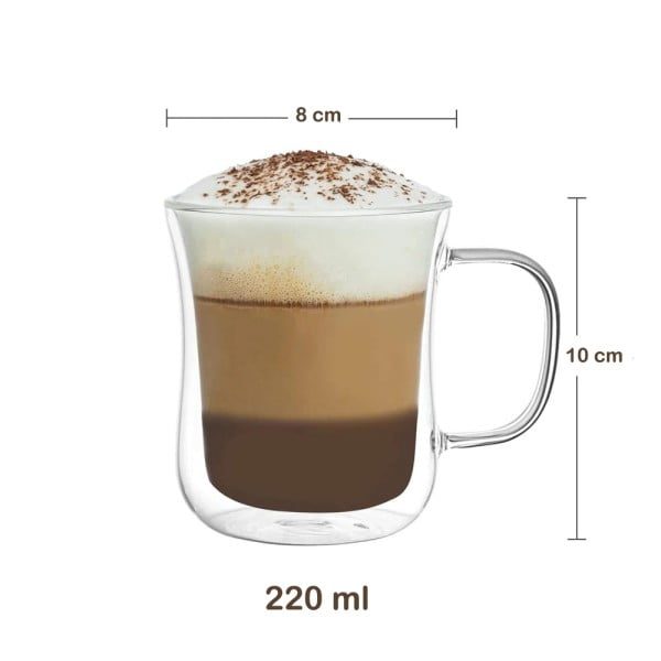 Set 4 cesti cu pereti dubli, Quasar & Co.®, 220 ml, sticla borosilicata, transparent - imagine 10