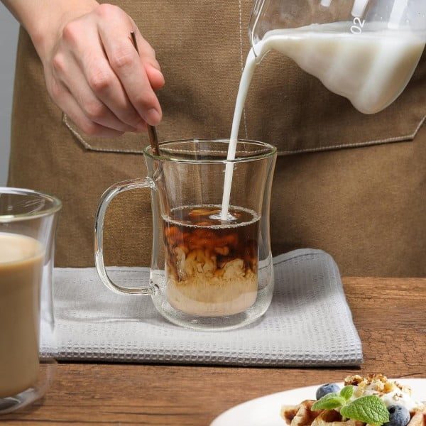 Set 4 cani cu pereti dubli, Quasar & Co.®, 380 ml, sticla borosilicata, transparent - imagine 8