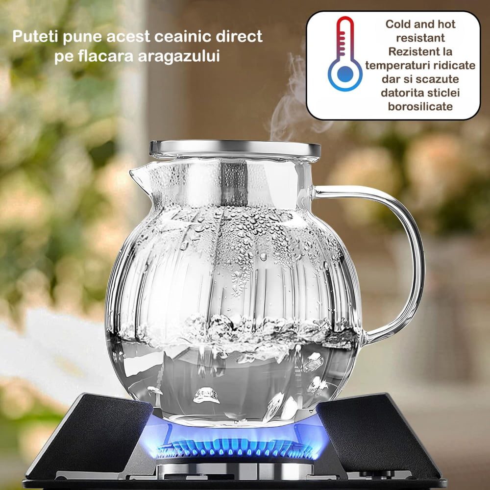 Ceainic cu filtru, Quasar & Co.®, cu capac, sticla borosilicata, 1200 ml, transparent 10 Ceainic cu filtru, Quasar & Co.®, cu capac, sticla borosilicata, 1200 ml, transparent 10