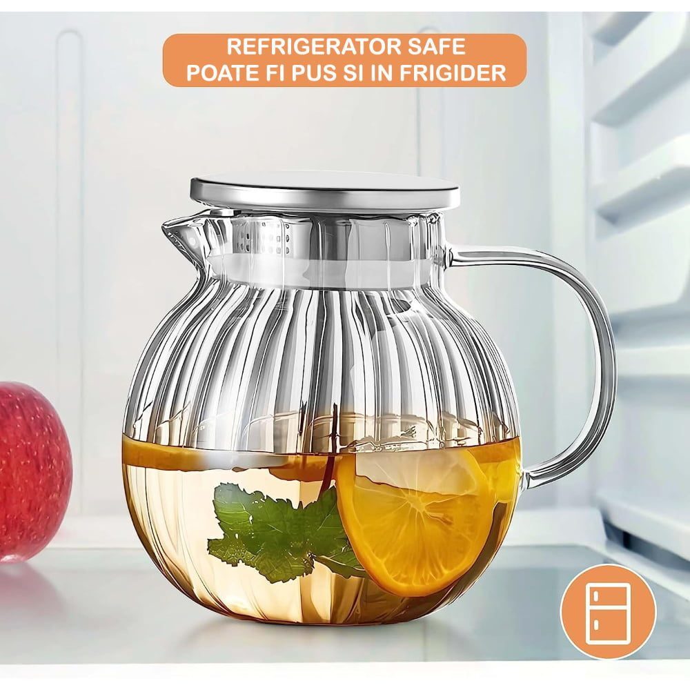Ceainic cu filtru, Quasar & Co.®, cu capac, sticla borosilicata, 1200 ml, transparent 4 Ceainic cu filtru, Quasar & Co.®, cu capac, sticla borosilicata, 1200 ml, transparent 4