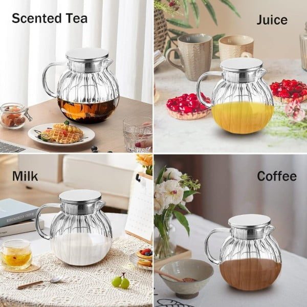 Ceainic cu filtru, Quasar & Co.®, cu capac, sticla borosilicata, 1200 ml, transparent - imagine 8