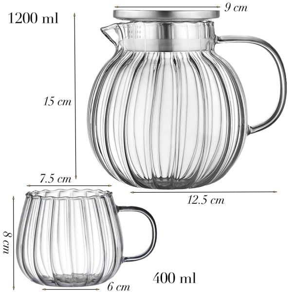 Set ceainic cu 2 cani, Quasar & Co.®, cu filtru, capac, 1200 ml/2x400 ml, transparent - imagine 10