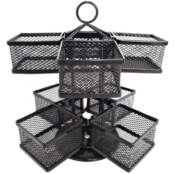 Suport plicuri ceai/capsule cafea, Quasar & Co.®, 8 compartimente detasabile, rotativ, metal, 23.5x22 cm, negru - imagine 2