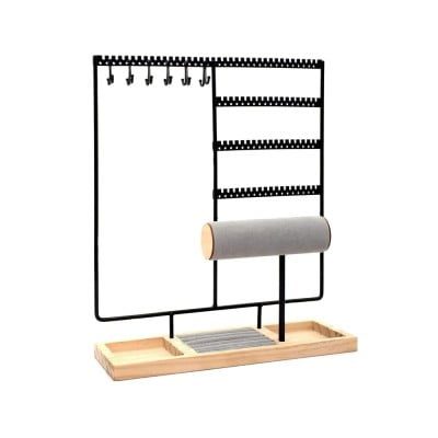 Suport bijuterii, Quasar & Co.®, pentru inele, lantisoare, bratari, ceasuri, cercei, lemn/metal, 35×9.5×30 cm, negru/natur 10 Suport bijuterii, Quasar & Co.®, pentru inele, lantisoare, bratari, ceasuri, cercei, lemn/metal, 35×9.5×30 cm, negru/natur 10