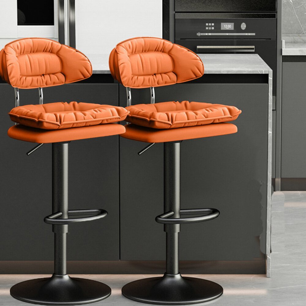 Set 2 scaune de bar, Quasar & Co.®, rotativ, sistem rotire 360°, inalt, reglabil pe inaltime, suport picioare, pretabil bucatarie, metal/piele ecologica/burete, CLEO, portocaliu 2 Set 2 scaune de bar, Quasar & Co.®, rotativ, sistem rotire 360°, inalt, reglabil pe inaltime, suport picioare, pretabil bucatarie, metal/piele ecologica/burete, CLEO, portocaliu 2