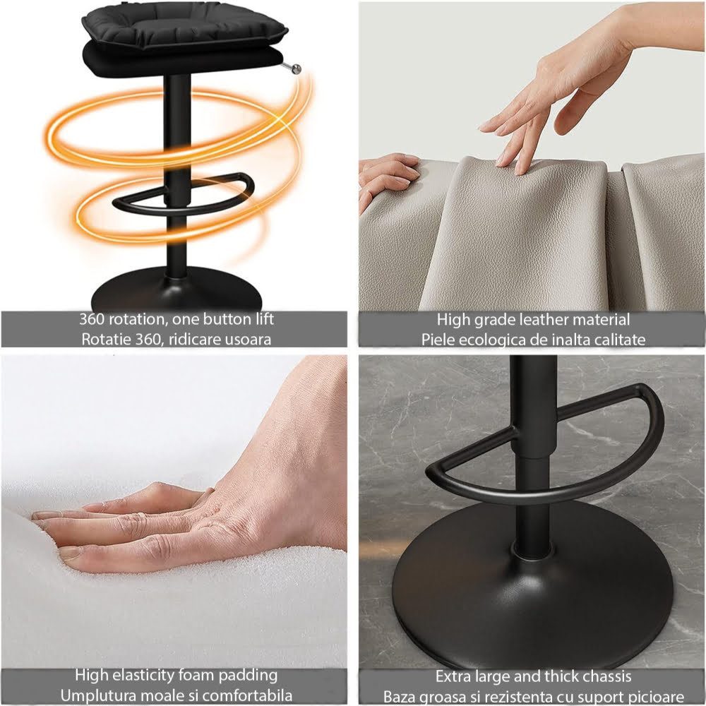 Set 2 scaune de bar, Quasar & Co.®, rotativ, sistem rotire 360°, inalt, reglabil pe inaltime, suport picioare, pretabil bucatarie, metal/piele ecologica/burete, CLEO, portocaliu 8 Set 2 scaune de bar, Quasar & Co.®, rotativ, sistem rotire 360°, inalt, reglabil pe inaltime, suport picioare, pretabil bucatarie, metal/piele ecologica/burete, CLEO, portocaliu 8