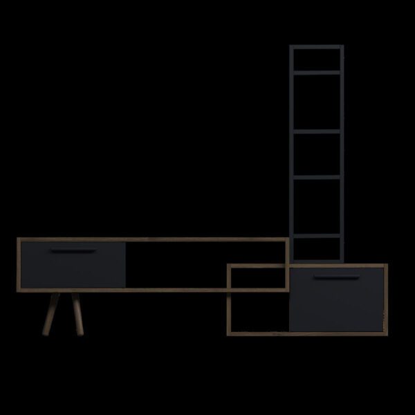 Comoda TV, Quasar & Co.®, mobilier living, 169.6 x 29.5 x 133 cm, MDF, gri/nuc - imagine 6