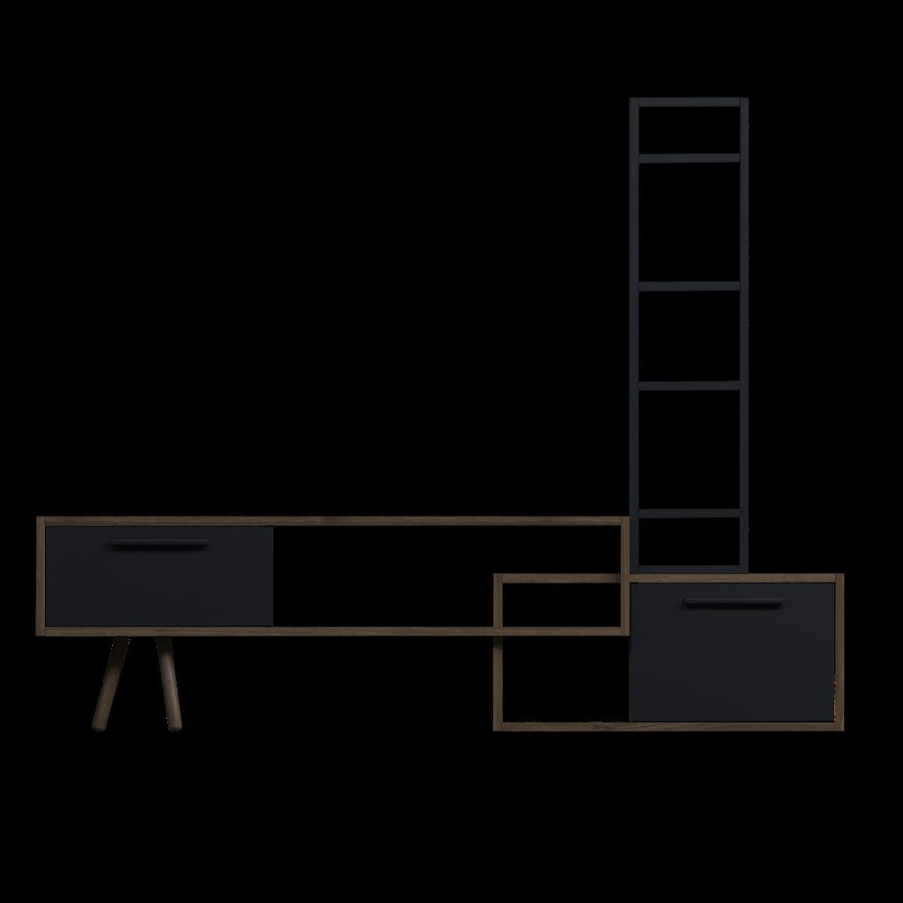 Comoda TV, Quasar & Co.®, mobilier living, 169.6 x 29.5 x 133 cm, MDF, gri/nuc 6 Comoda TV, Quasar & Co.®, mobilier living, 169.6 x 29.5 x 133 cm, MDF, gri/nuc 6