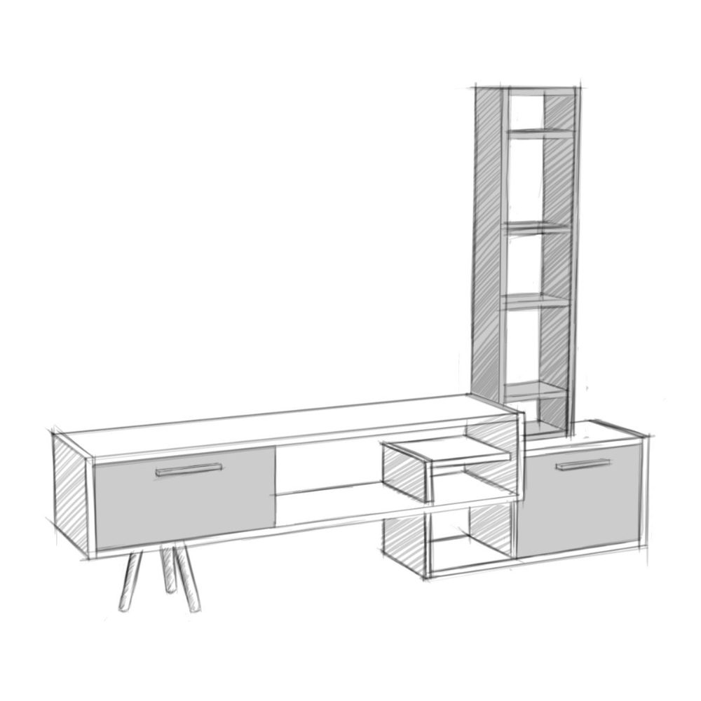 Comoda TV, Quasar & Co.®, mobilier living, 169.6 x 29.5 x 133 cm, MDF, gri/nuc 7 Comoda TV, Quasar & Co.®, mobilier living, 169.6 x 29.5 x 133 cm, MDF, gri/nuc 7