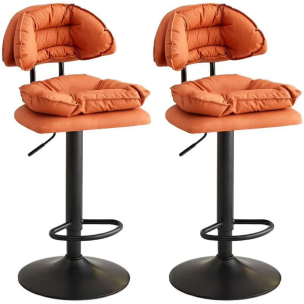 Set 2 scaune de bar, Quasar & Co.®, rotativ, sistem rotire 360°, inalt, reglabil pe inaltime, suport picioare, pretabil bucatarie, metal/piele ecologica/burete, CLEO, portocaliu - imagine 1