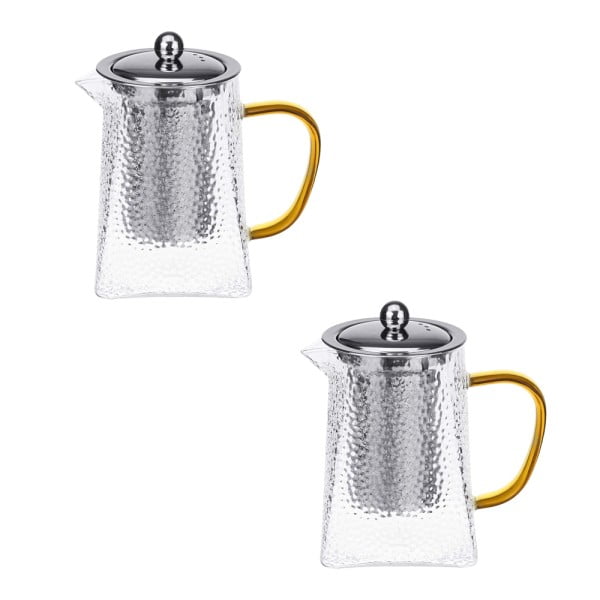 Set 2 ceainice, Quasar & Co.®, recipiente pentru ceai/cafea cu infuzor si capac, 2 x 650 ml, sticla borosilicata/otel inoxidabil, transparent Ibrice, Ceainice si infuzoare 2024-05-02