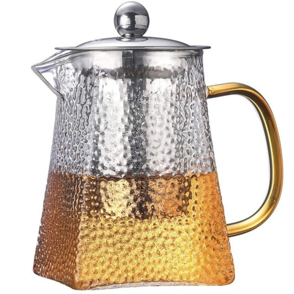 Ceainic, Quasar & Co.®, recipient pentru ceai/cafea cu infuzor si capac, 900 ml, sticla borosilicata/otel inoxidabil, transparent Ibrice, Ceainice si infuzoare 2024-05-08 2
