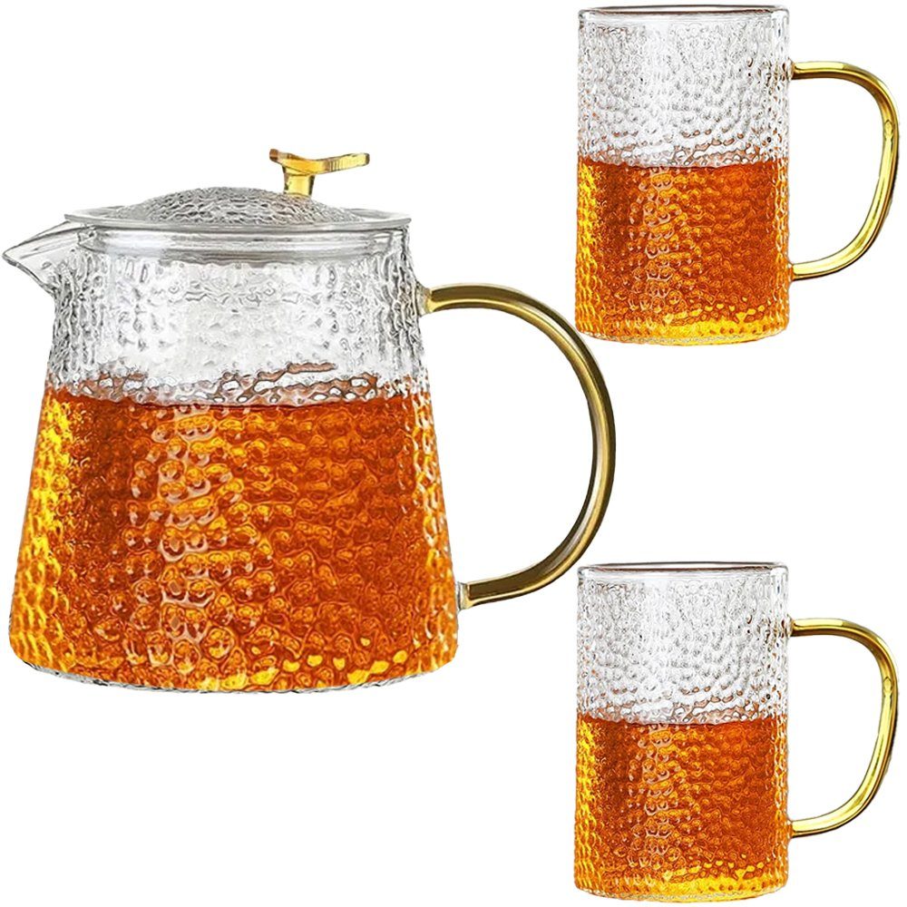 43041240-2 Set ceainic cu 2 cani, Quasar & Co.®, cu infuzor, capac, 1000 ml/2×350 ml, sticla borosilicata, transparent