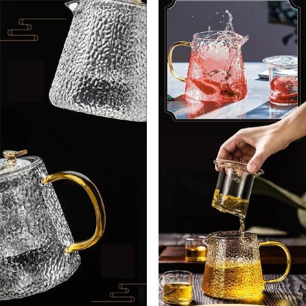 Set ceainic cu 2 cani, Quasar & Co.®, cu infuzor, capac, 1000 ml/2x350 ml, sticla borosilicata, transparent - imagine 8