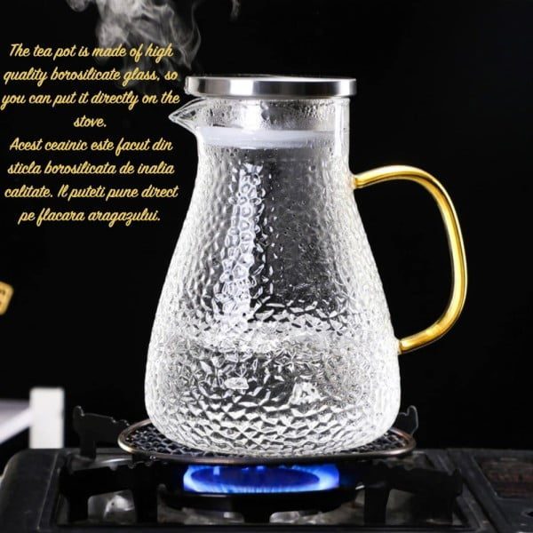 Ceainic, Quasar & Co.®, cu filtru, capac, 1450 ml, sticla borosilicata/otel inoxidabil, transparent - imagine 9