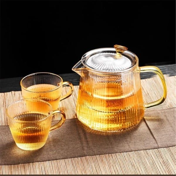 Set ceainic cu 2 cani, Quasar & Co.®, cu infuzor si capac, 1000 ml/2x300 ml, sticla borosilicate, transparent - imagine 5