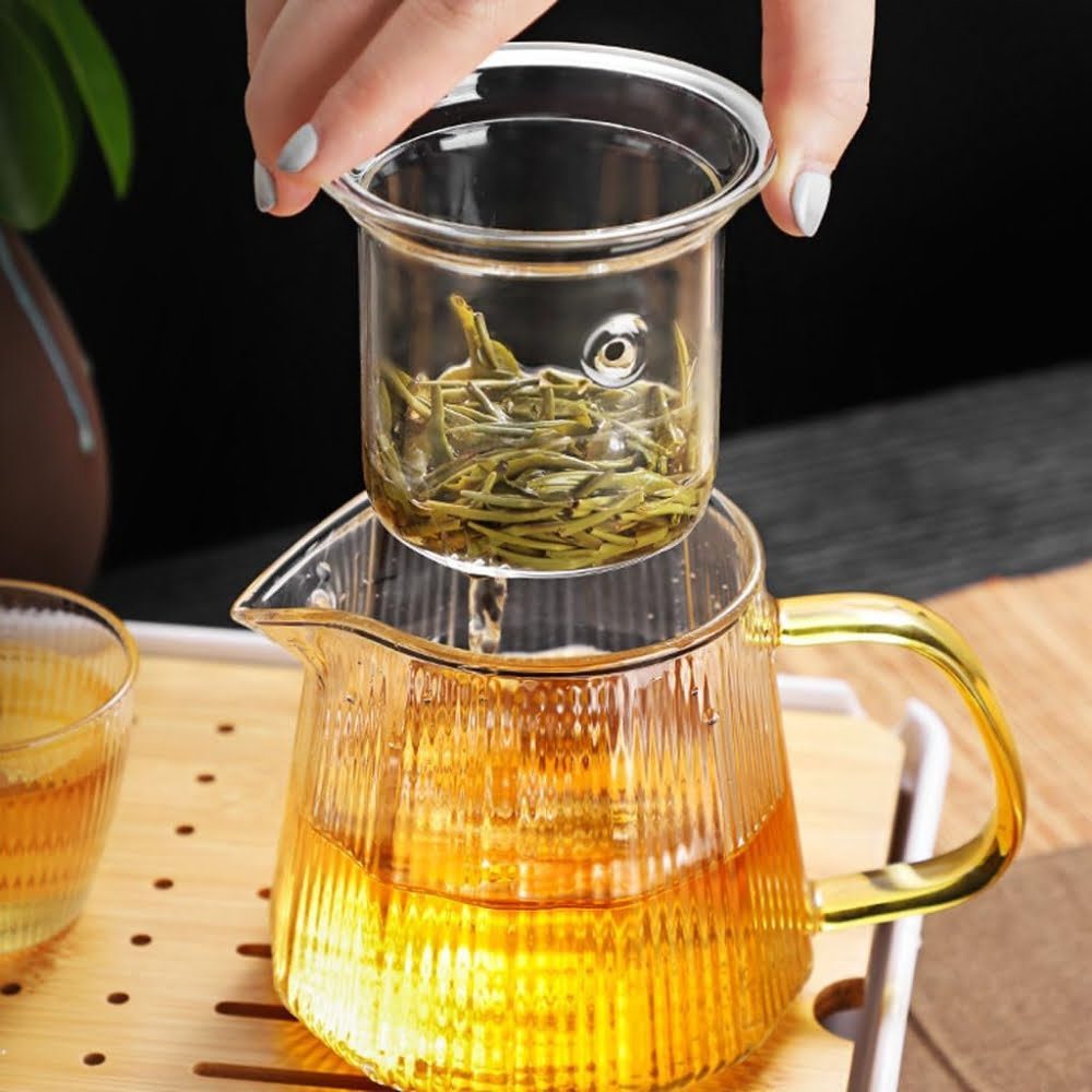 Set ceainic cu 2 cani, Quasar & Co.®, cu infuzor si capac, 1000 ml/2×300 ml, sticla borosilicate, transparent 6 Set ceainic cu 2 cani, Quasar & Co.®, cu infuzor si capac, 1000 ml/2×300 ml, sticla borosilicate, transparent 6
