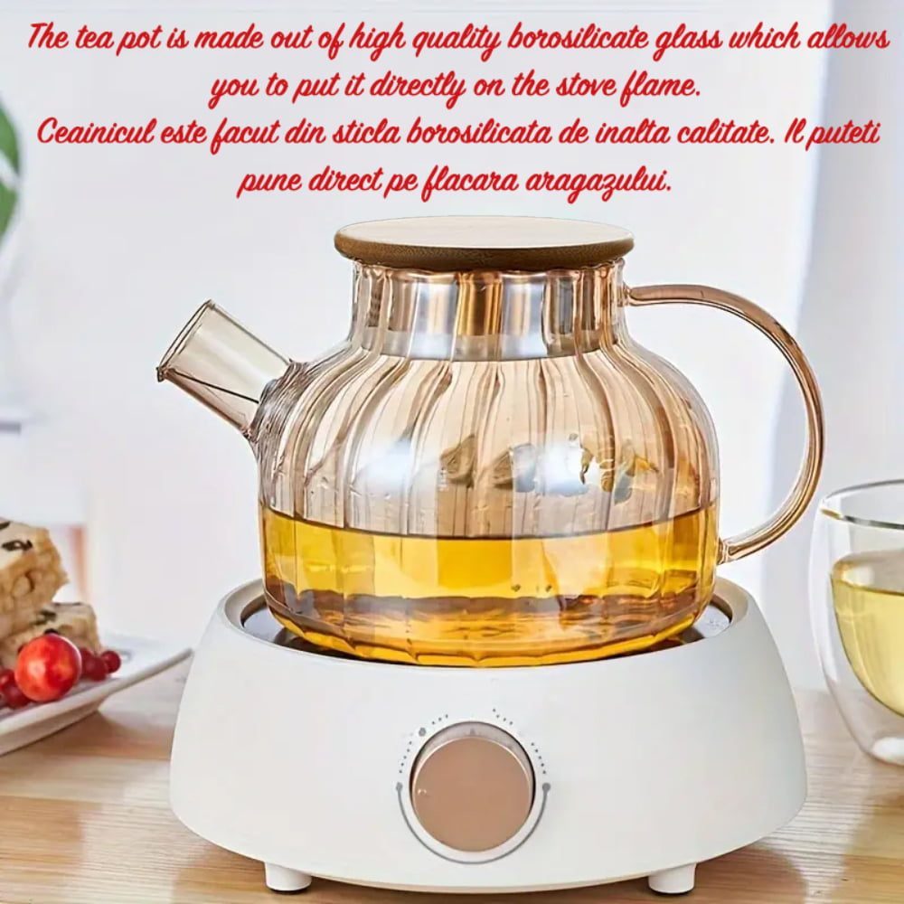 Ceainic, Quasar & Co.®, recipient pentru ceai/cafea cu filtru si capac, 950 ml, sticla borosilicata/bambus, amber 7 Ceainic, Quasar & Co.®, recipient pentru ceai/cafea cu filtru si capac, 950 ml, sticla borosilicata/bambus, amber 7