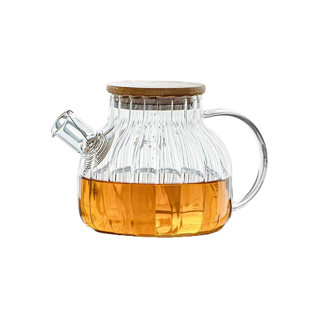 43041249-2 Ceainic, Quasar & Co.®, recipient pentru ceai/cafea cu filtru si capac, 950 ml, sticla borosilicata/bambus, transparent